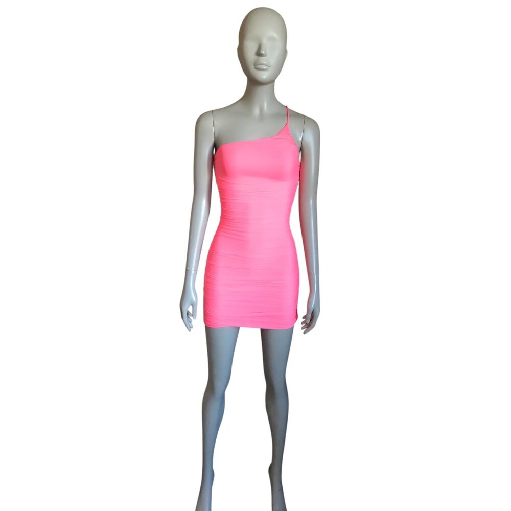 Lucy in the Sky Hot Pink One Shoulder Mini Dress